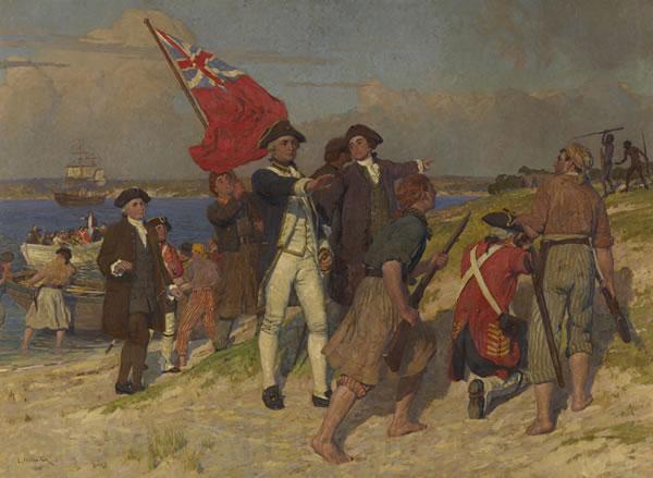 E.Phillips Fox Landing of Captain Cook at Botany Bay Norge oil painting art